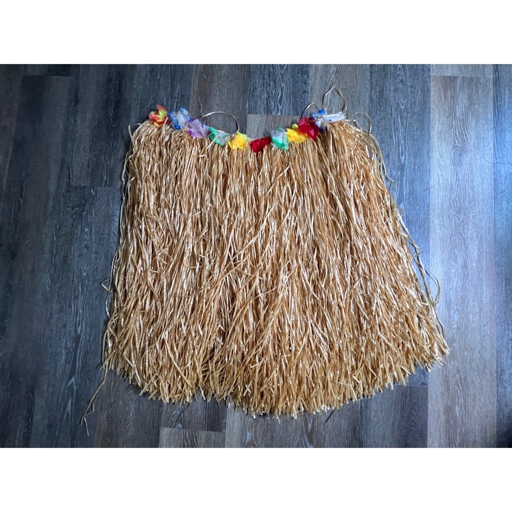 Unbranded Hula Skirt Costume Adult Tan Floral Waistband‎ Tropical Luau Party
